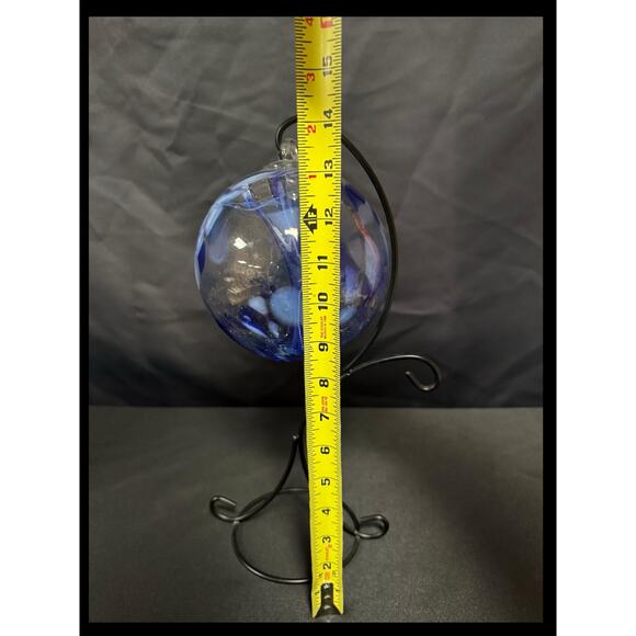 Hand Blown Witch’s/Friendship Ball Glass Art with metal stand 6 in Ball - Picture 5 of 6